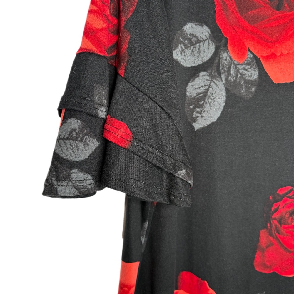 Red Roses Double sleeve top - Picture 2 of 6